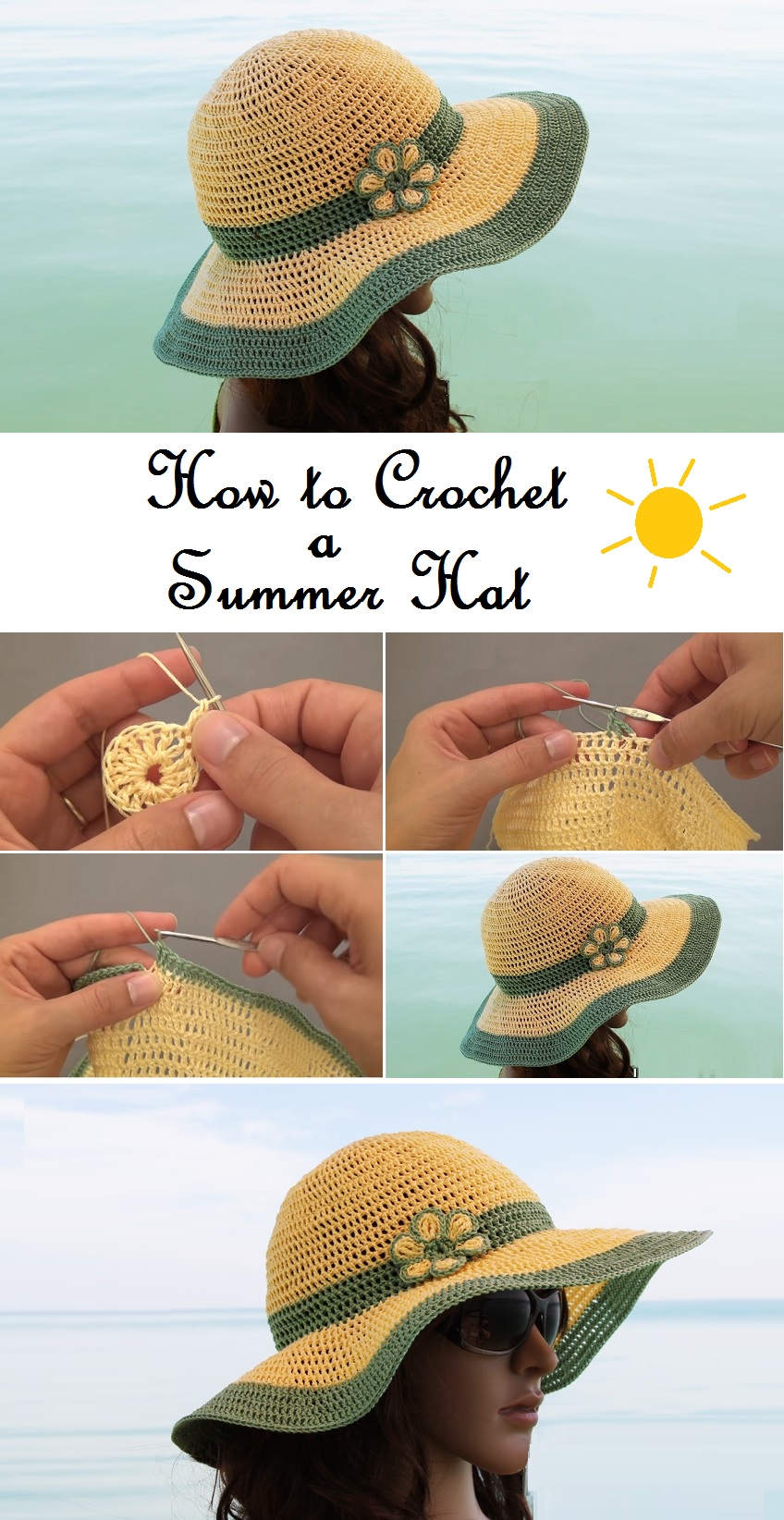 Crochet Summer Hat all in one Pattern, Video, Chart Tutorials & More