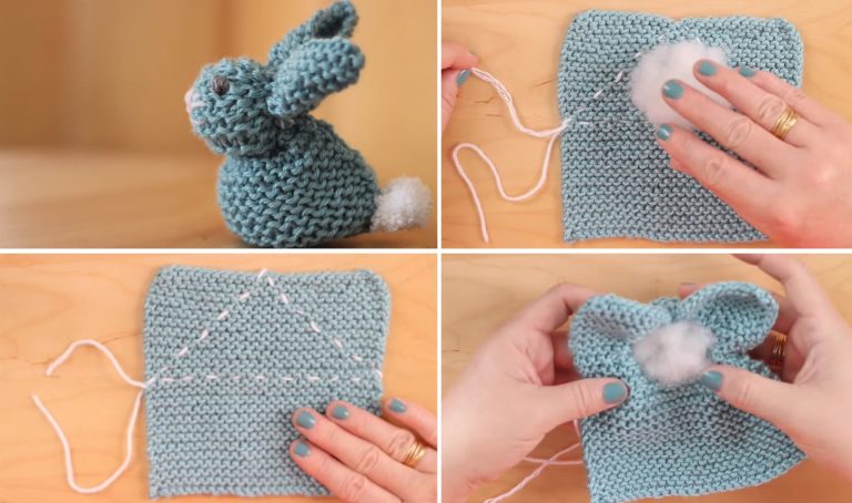 Super Easy Bunny from a Square – Crochet or Knit – Tutorials & More