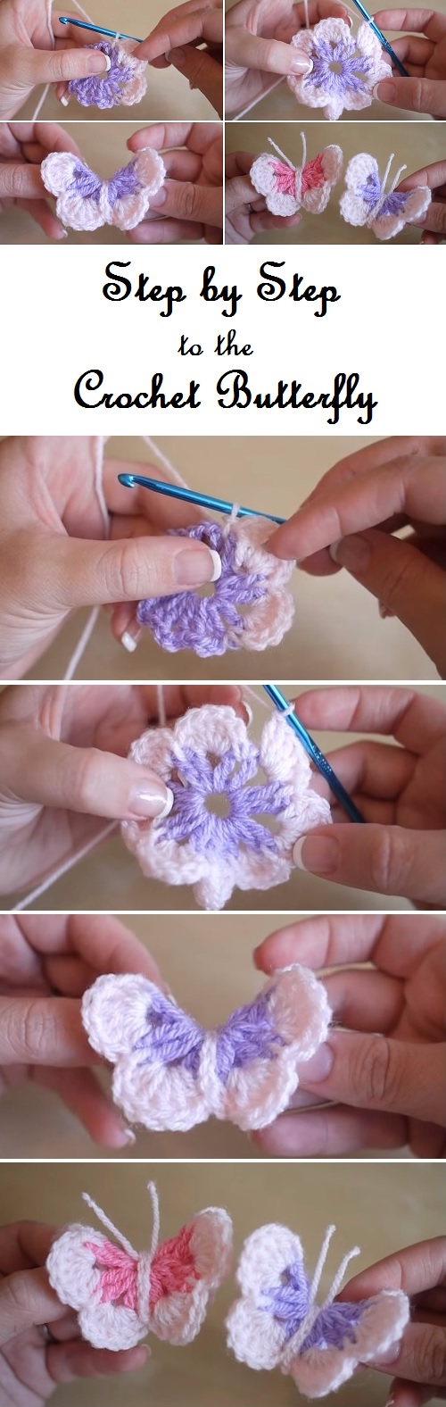 Crochet Butterfly - Step by Step tutorial