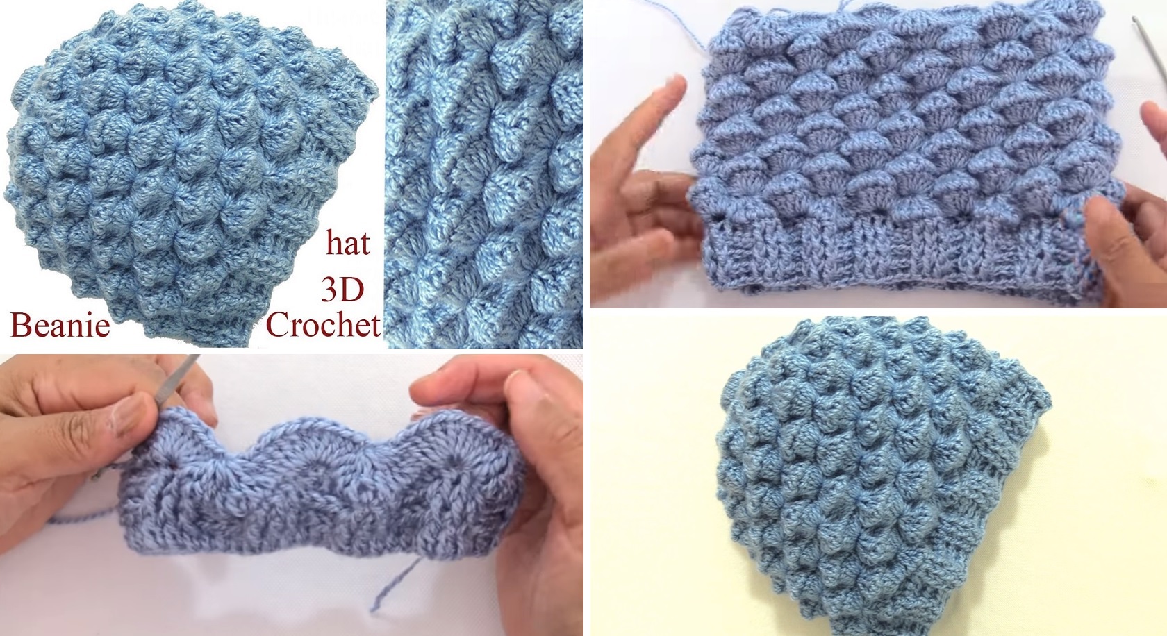 Crochet 3D Beanie Tutorial, Pattern