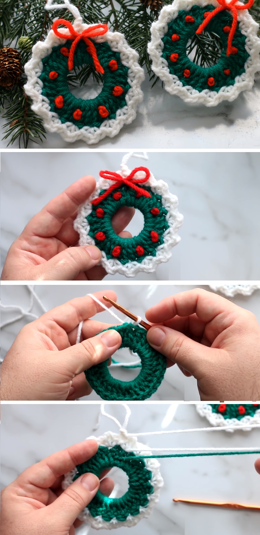 Crochet Christmas Wreath Easy Tutorial