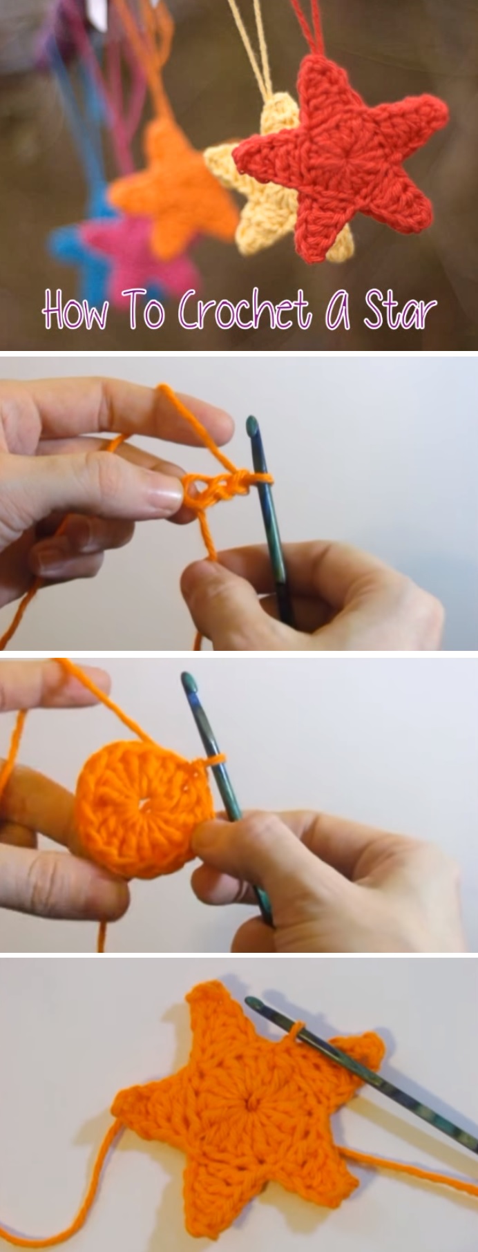 Crochet Star Simple Step by Step Instructions Tutorials & More