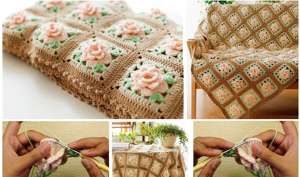 Crochet Rose blanket