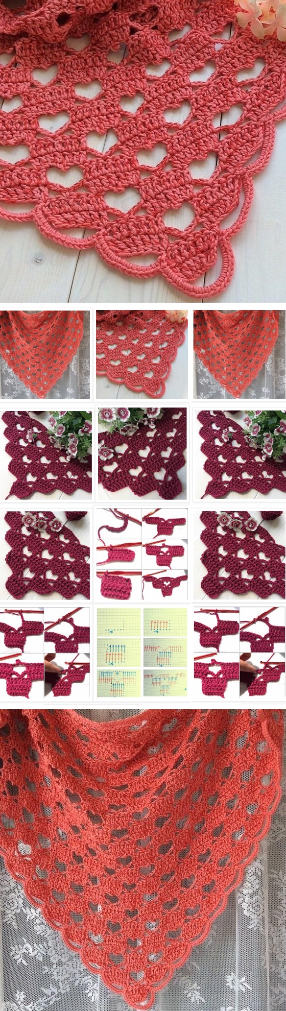 How to Crochet heart Shawl