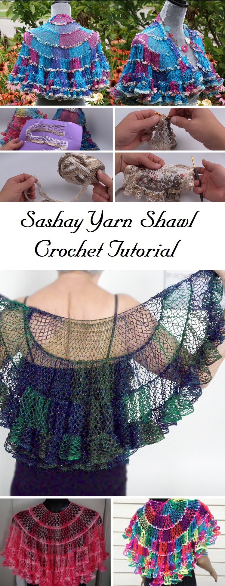 Crochet Beautiful Shawl (Sashay Yarn) Tutorials & More