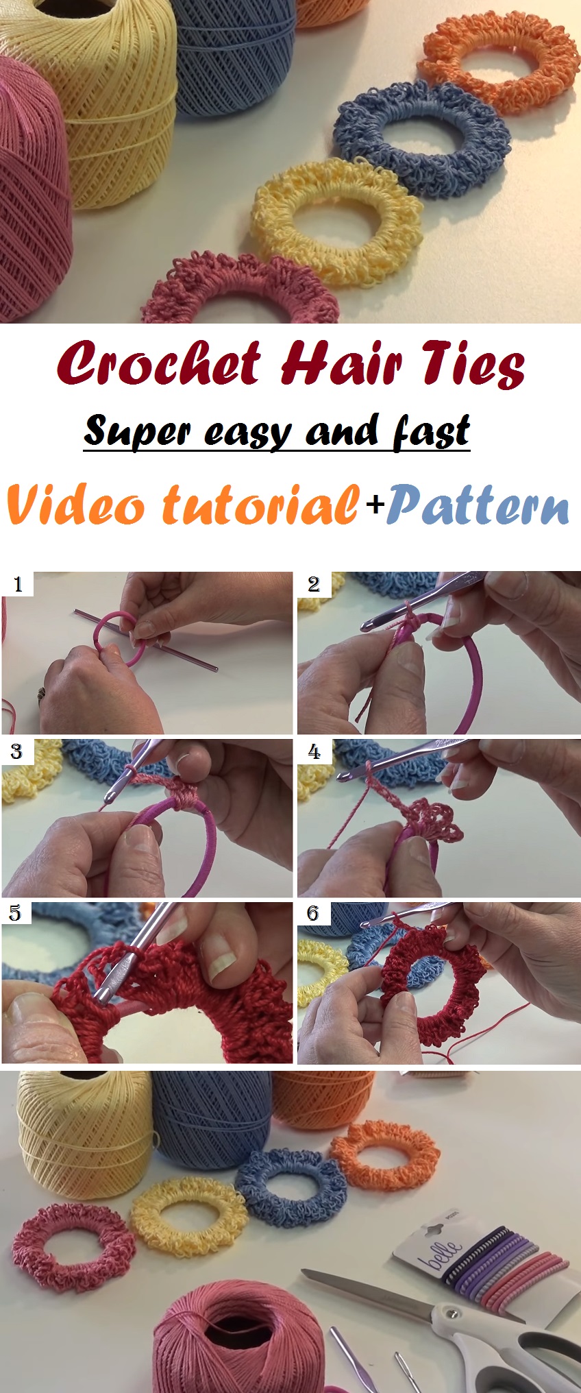 Crochet Hair Tie – Very Easy and Super Fast – Tutorials & More