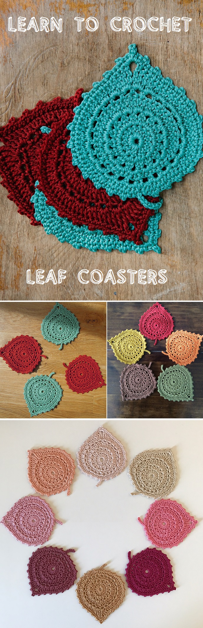 Crochet Leaf Coaster Tutorials & More