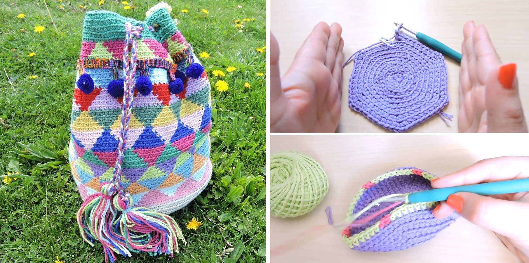 Crochet Multi-color Backpack