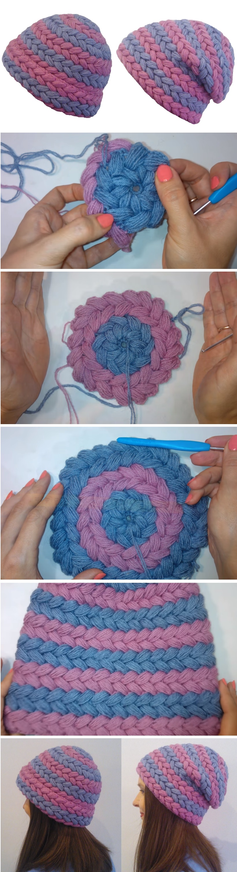 Crochet Puff Braid Hat