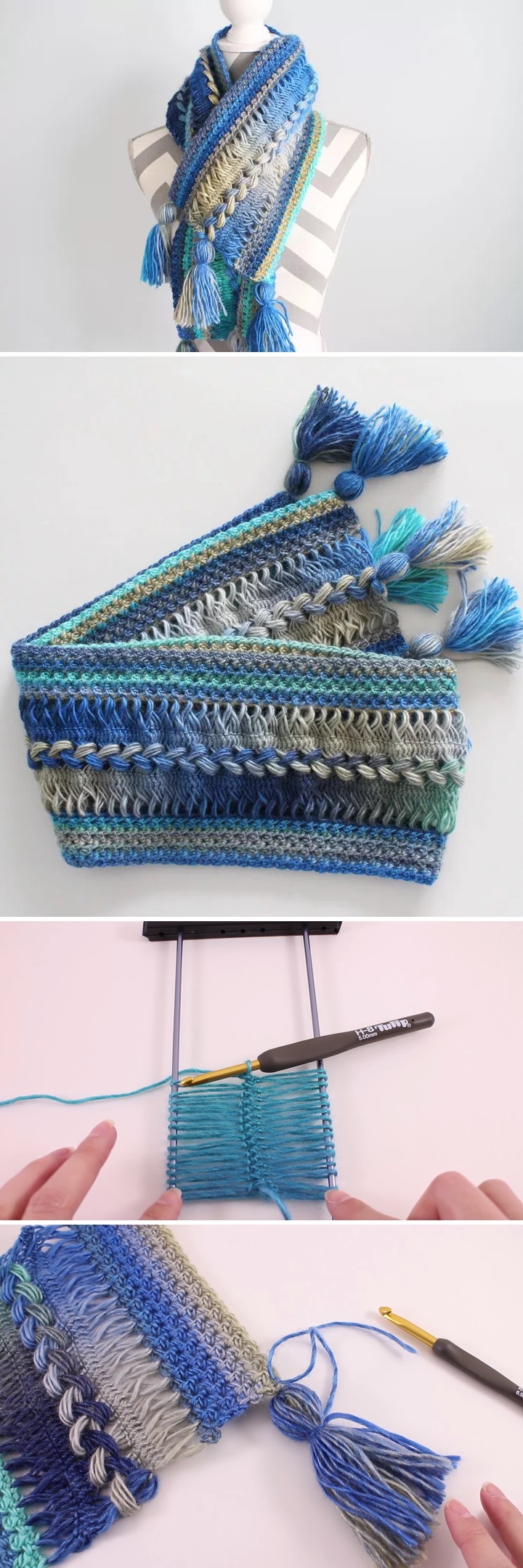 Waves Crochet Infinity Scarf