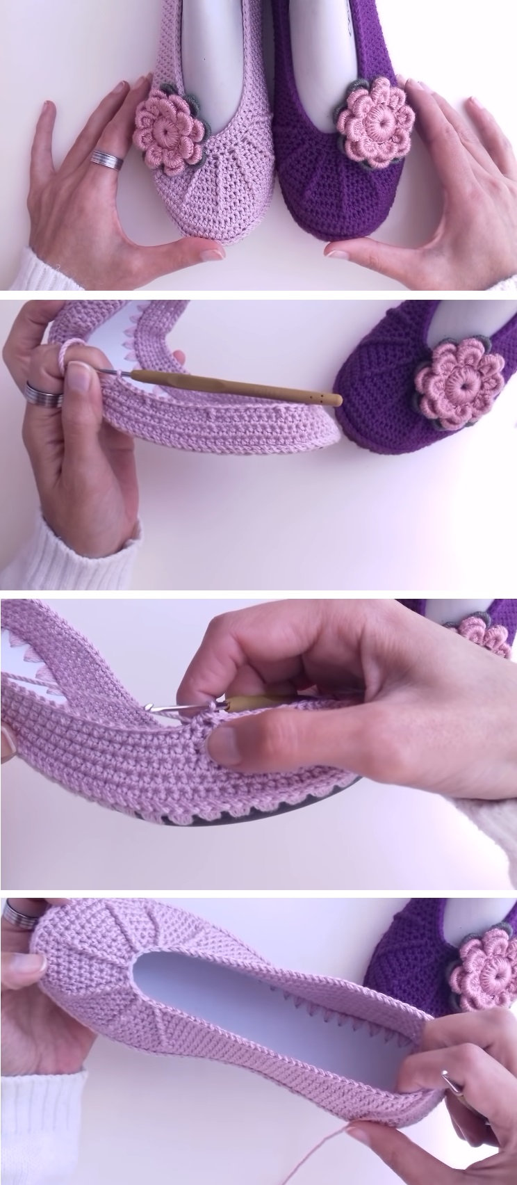 Slippers with a Flower – Crochet Tutorial