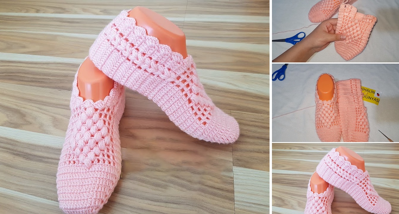 How to Crochet Pretty Slippers – Step By Step