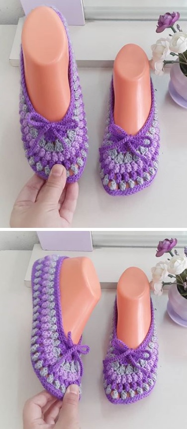 Crochet Slippers With Tiny Ornaments