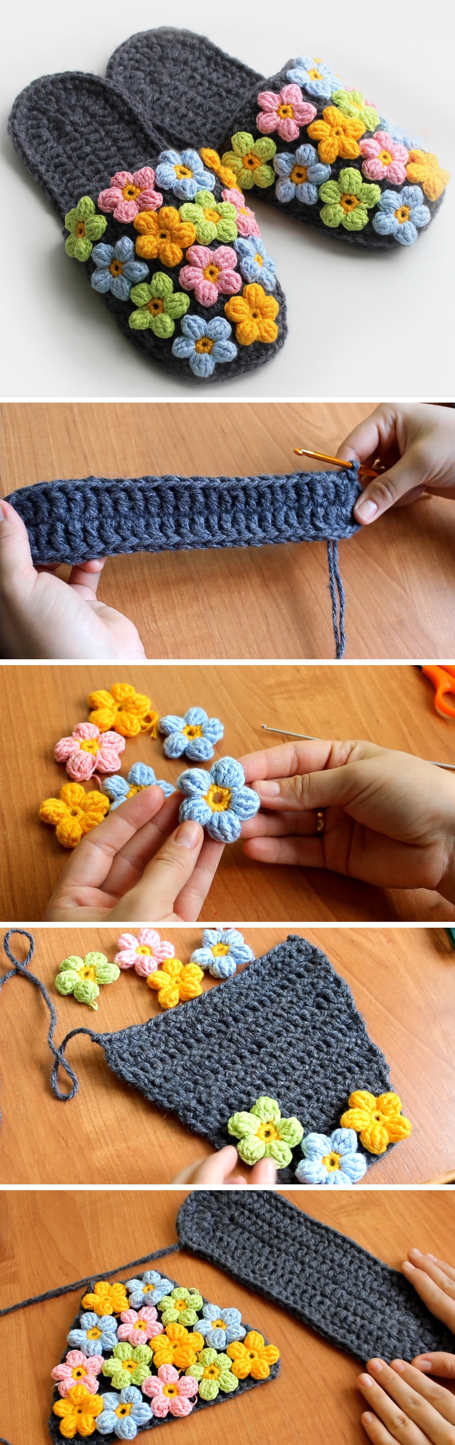 Crochet Flower Slipper Flops