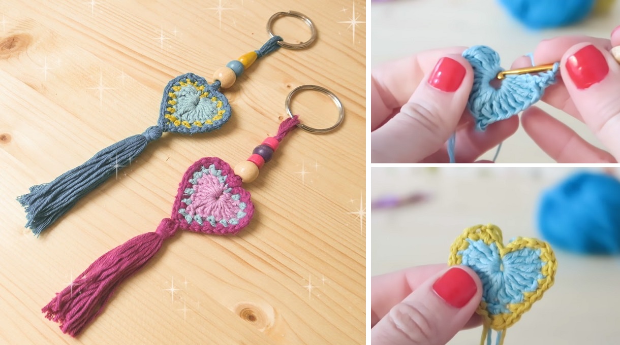 Crochet Heart Keychain Tutorial