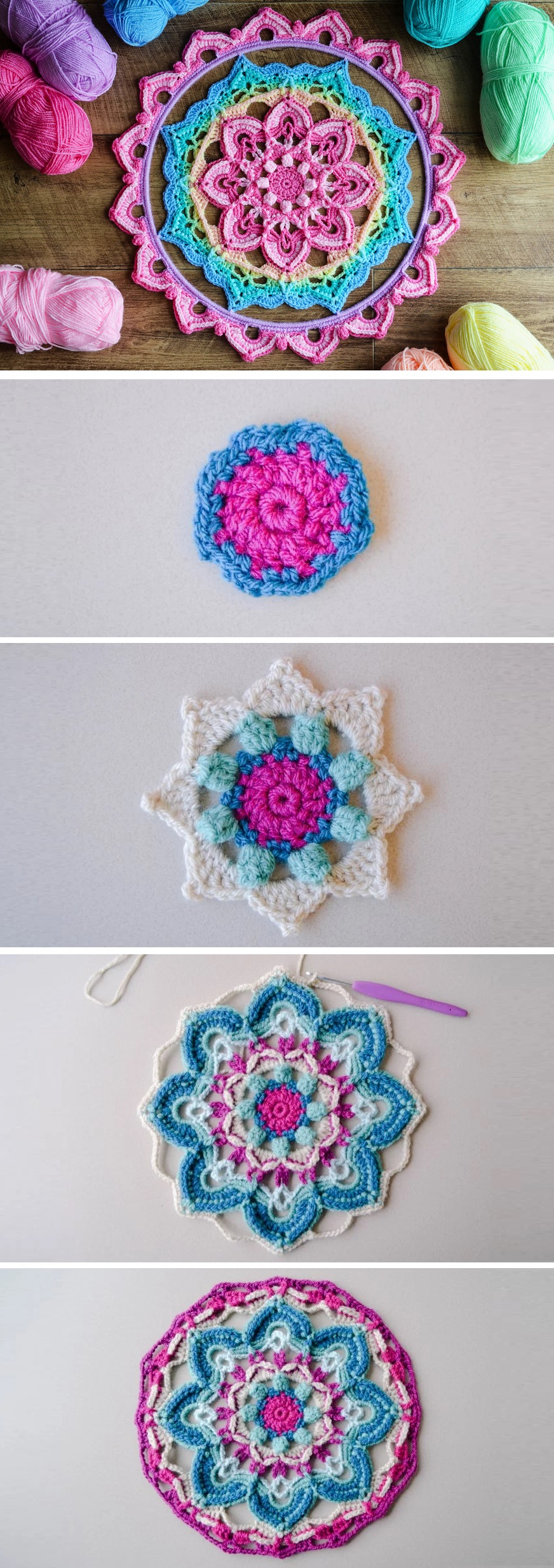 Crochet Beautiful Mandala Coaster Tutorials More