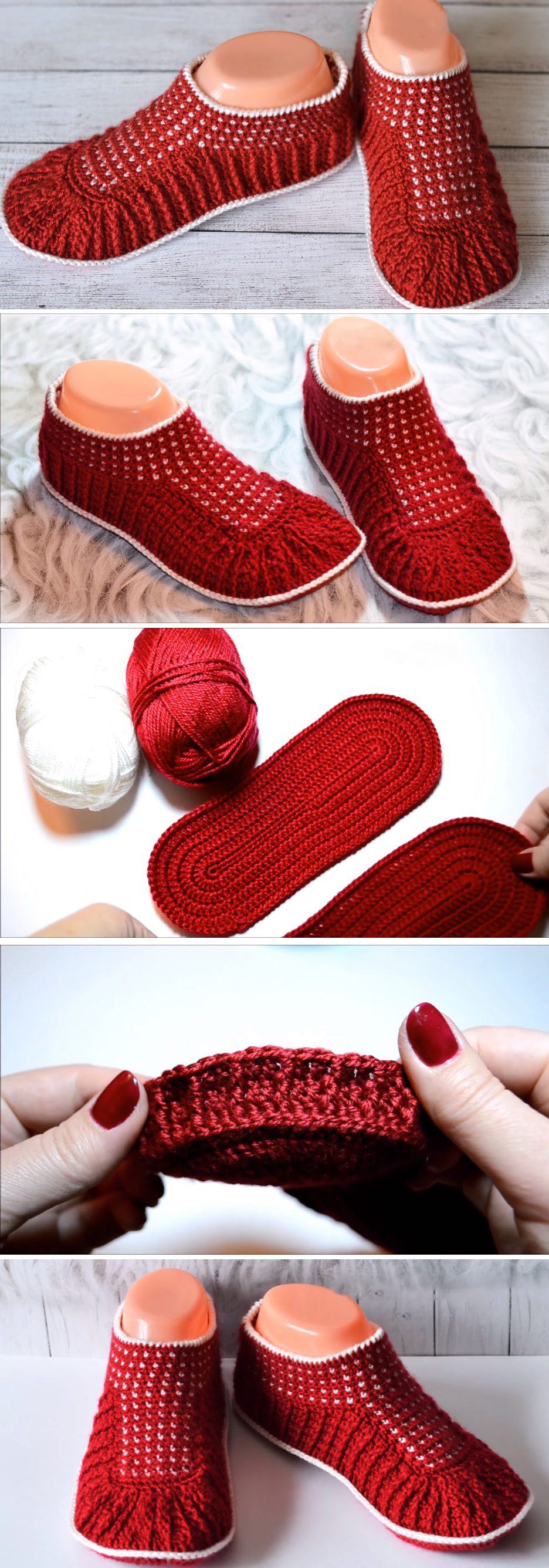 Crochet Slippers – Red is Always Elegant
