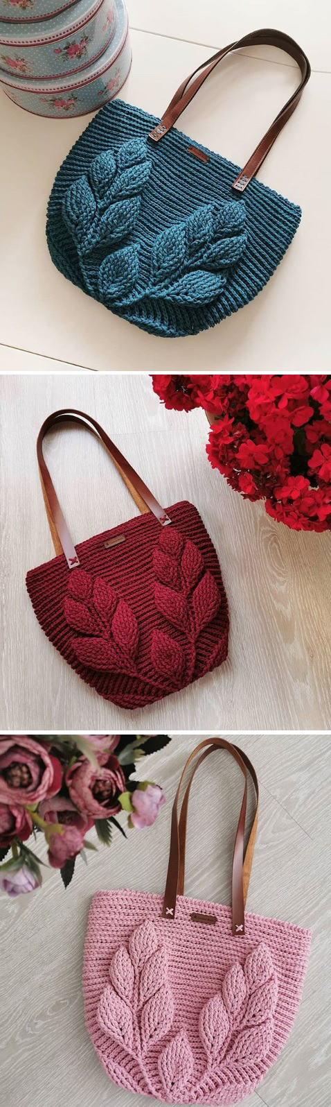 Crochet leaf store bag pattern