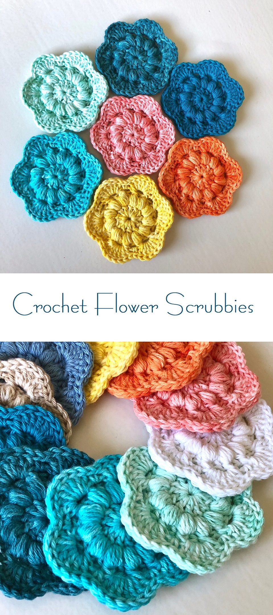 Crochet Flower Scrubbies (in Different Languages)