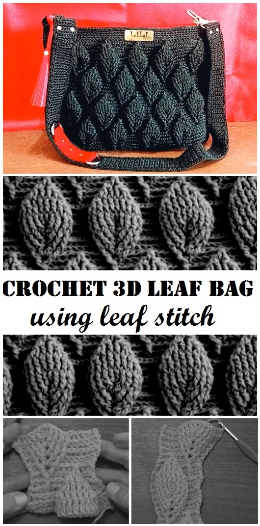 Crochet 3D Bag Tutorial Using Leaf 