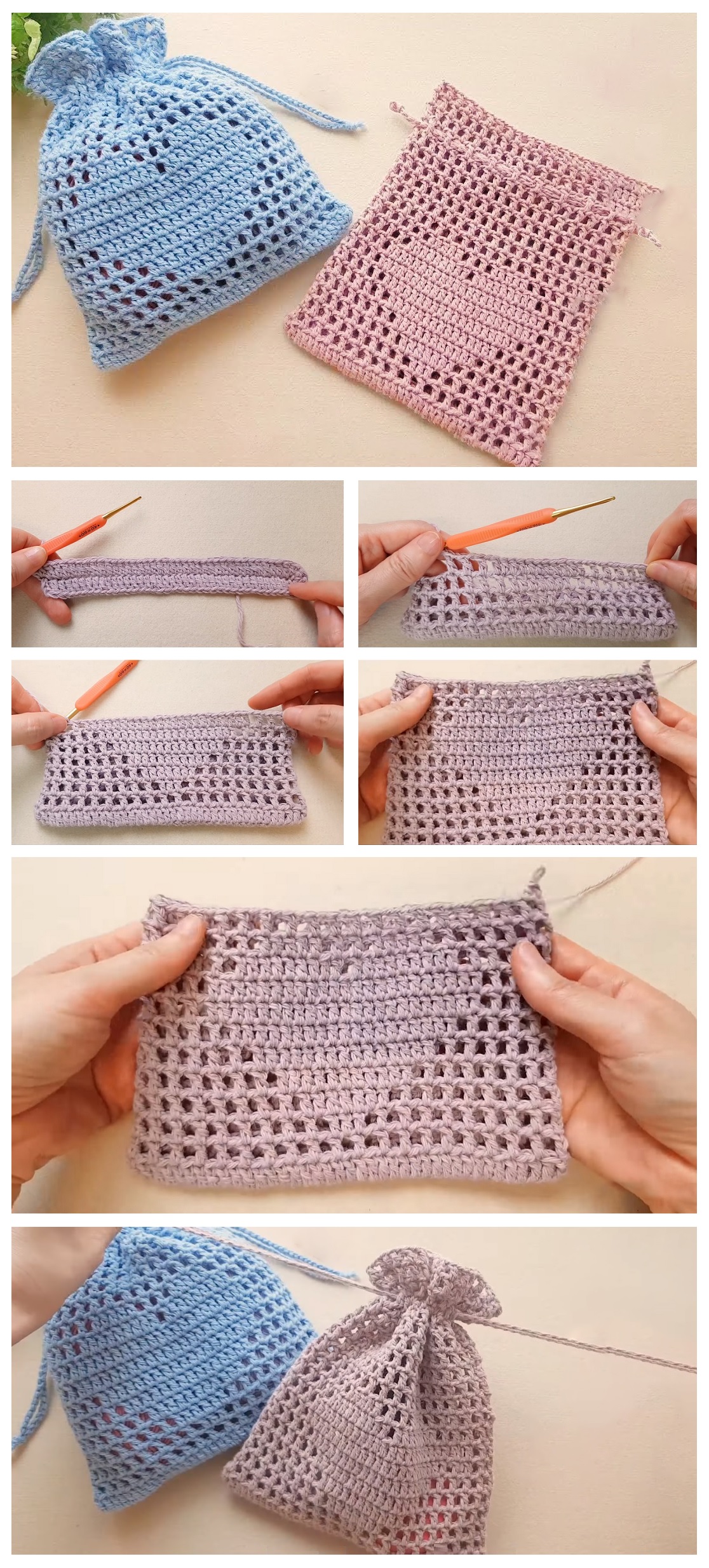 crochet heart pouch