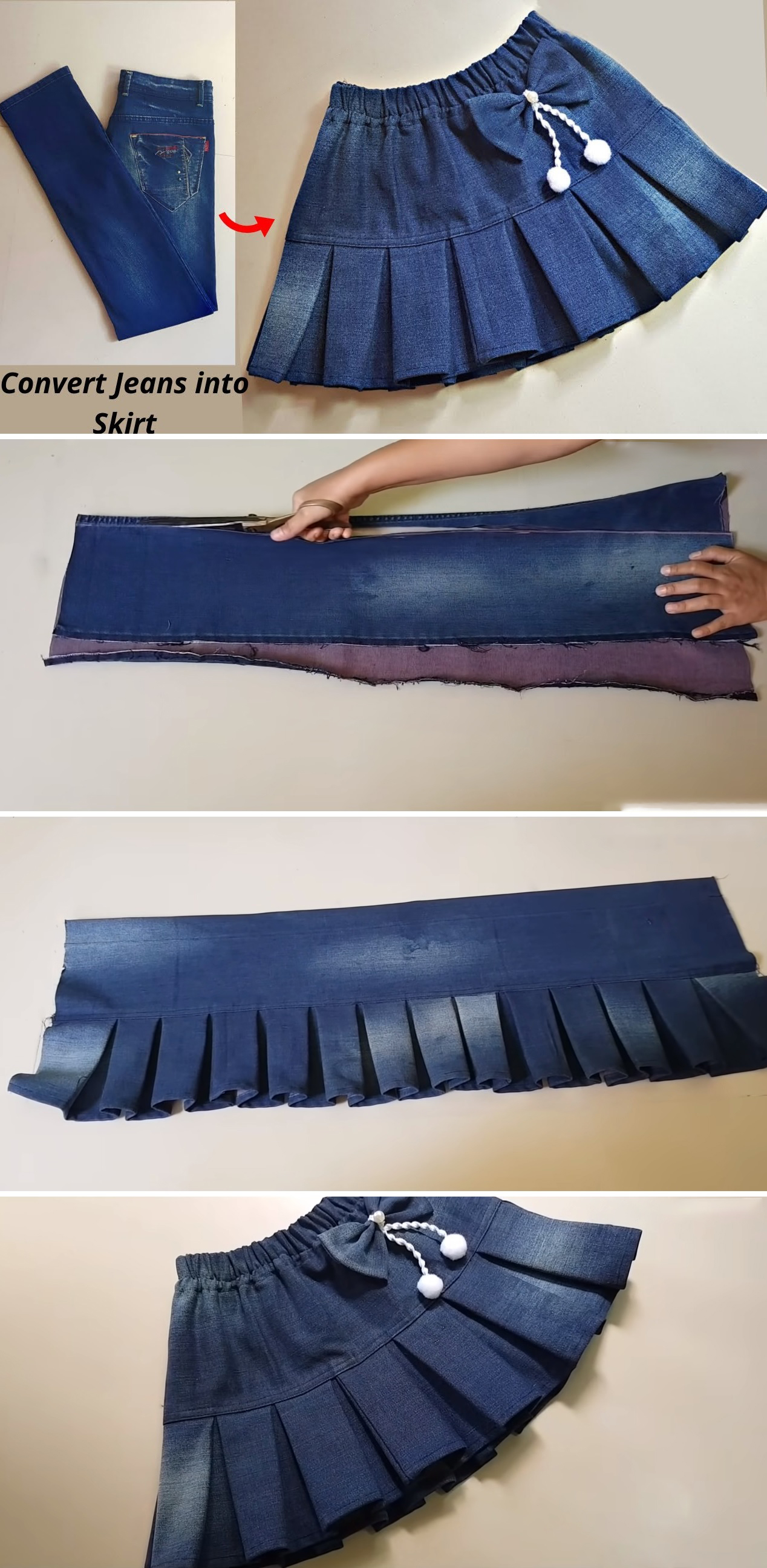 How to convert jeans best sale into skirt