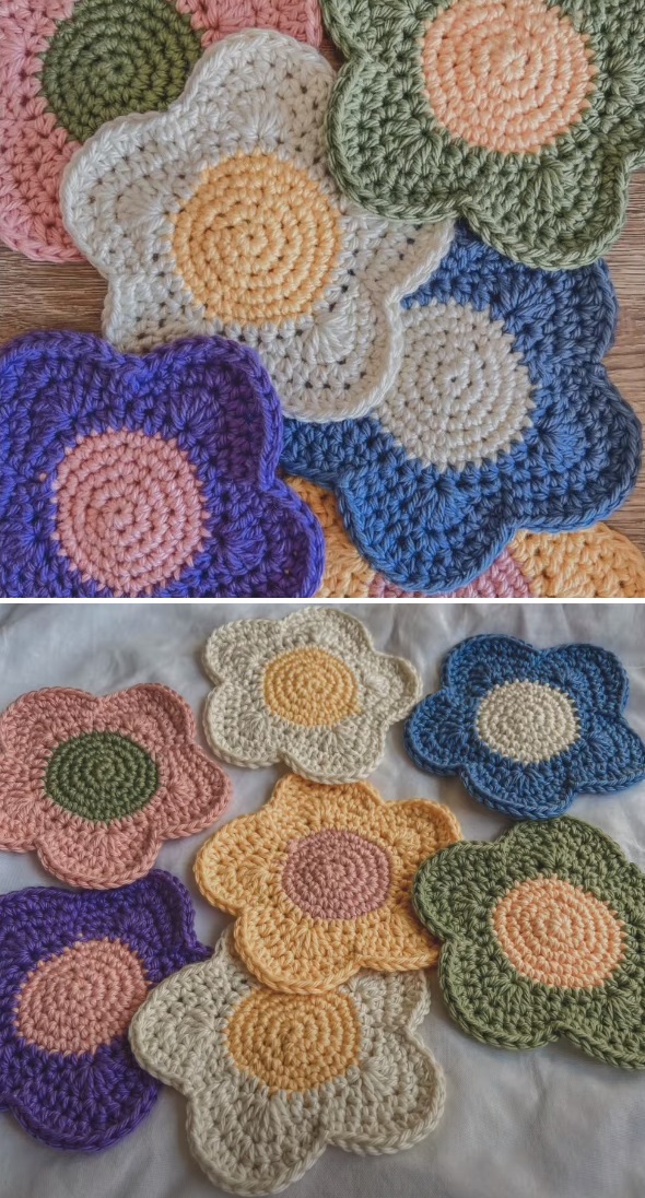 Crochet Daisy Coaster Design Peak