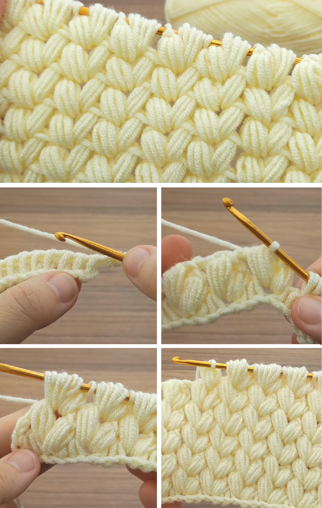 Crochet Tunisian Heart Puff Stitch Design Peak