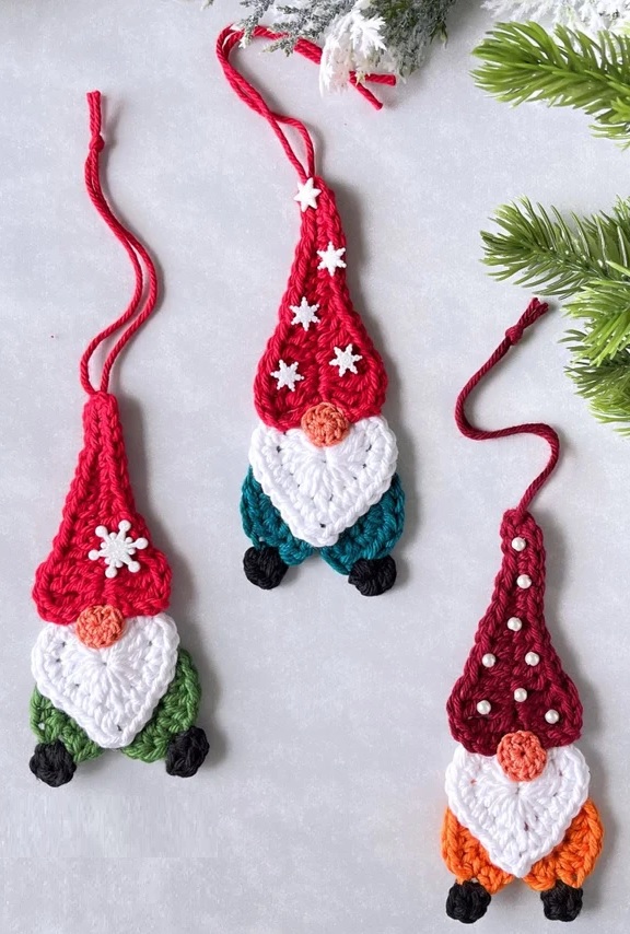 Crochet Christmas Gnome Ornament￼