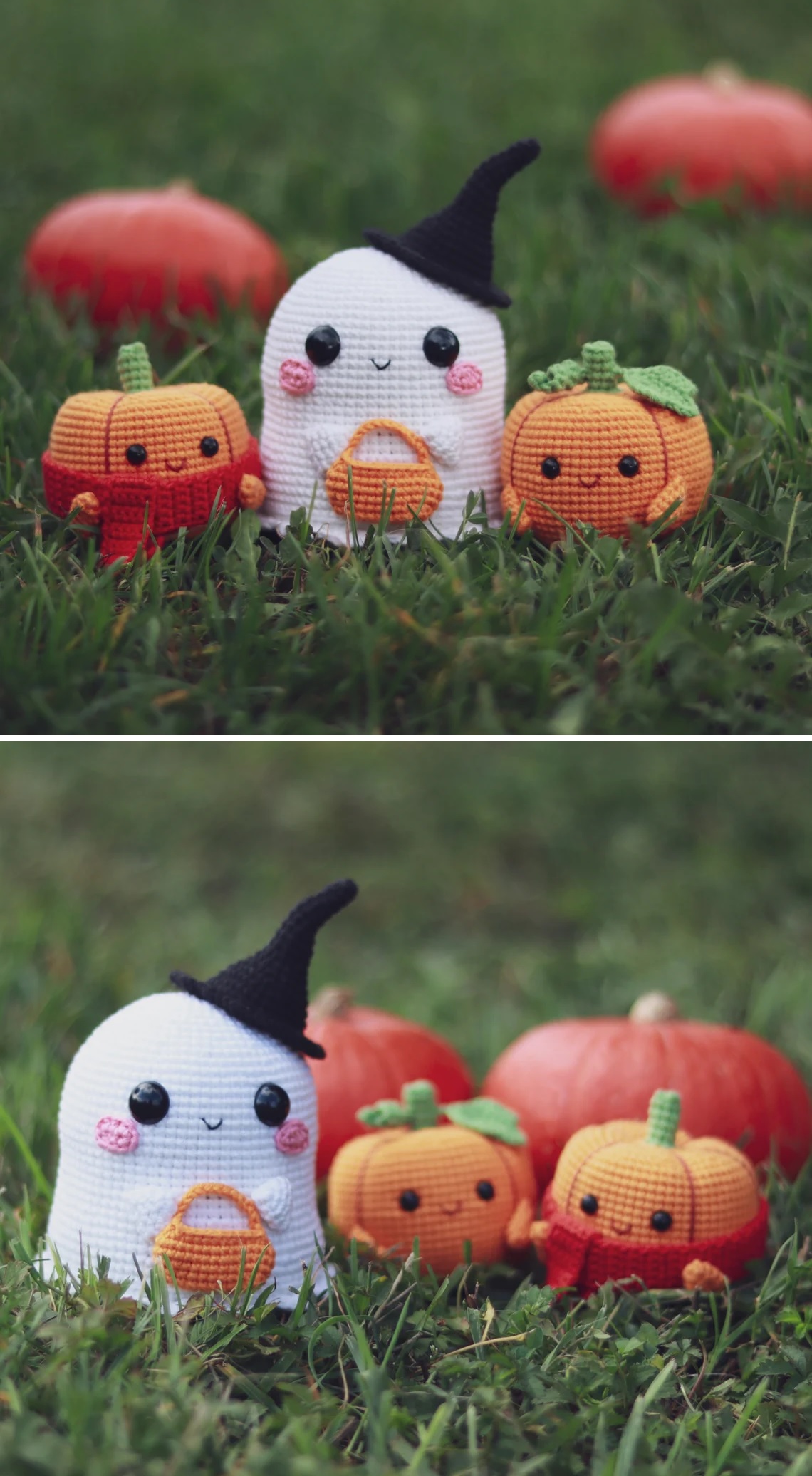 Crochet Halloween Pumpkins and Ghosts