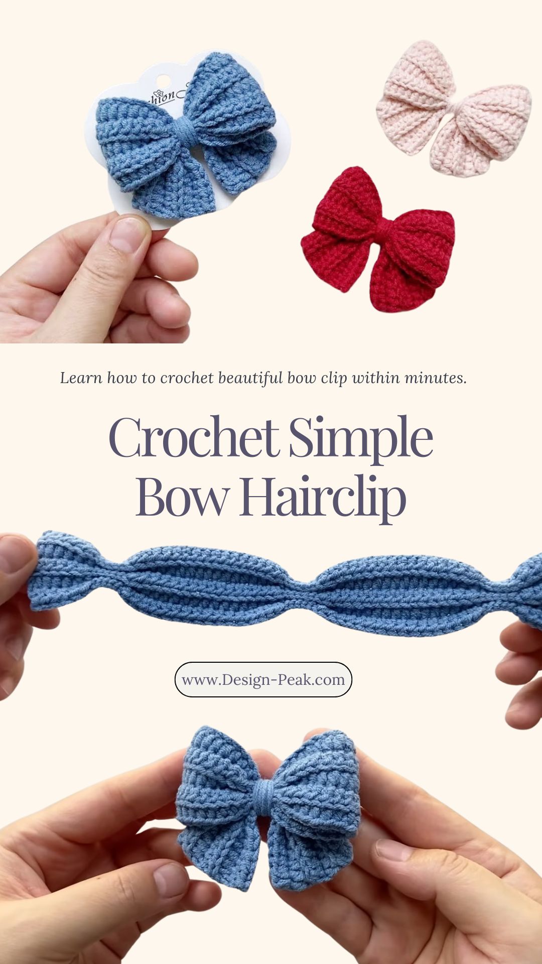 How to Crochet a Simple Bow Hairclip