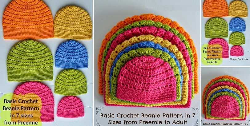 Basic Beanie Crochet Pattern in Different Sizes – Tutorials & More