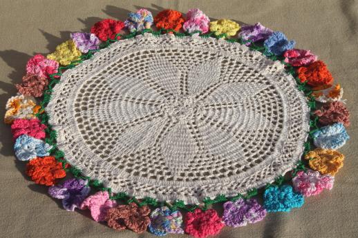 vintage-crochet-doily-crocheted-flowers-lace-doily-pansies-edging-in-colored-cotton-thread-Laurel-Leaf-Farm-item-no-z011590-1