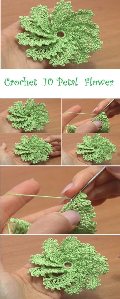 How To Crochet Spiral Flowers – 10 Petal – Design Peak