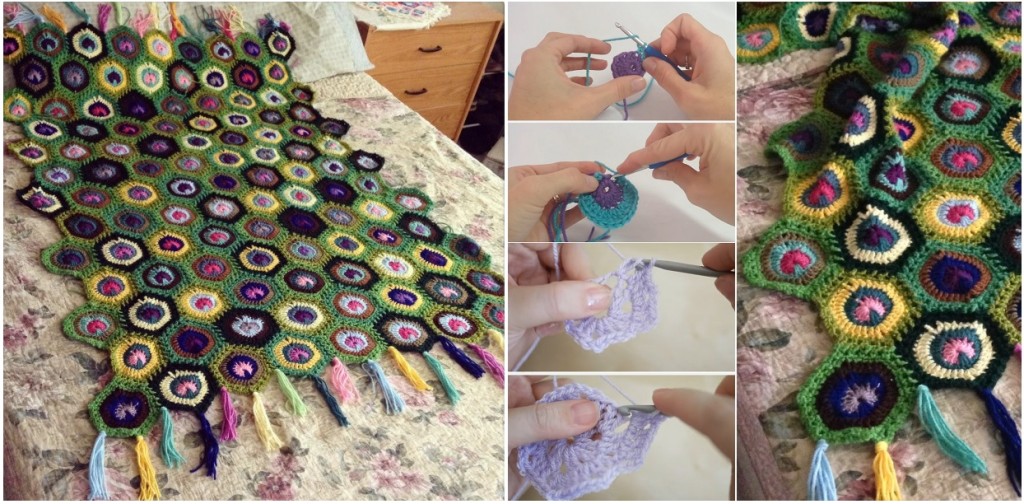 How to Crochet a Peacock Hexagon Blanket Tutorials & More