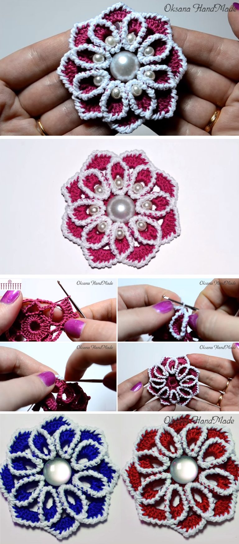 Crochet Flower with Beads Tutorials & More