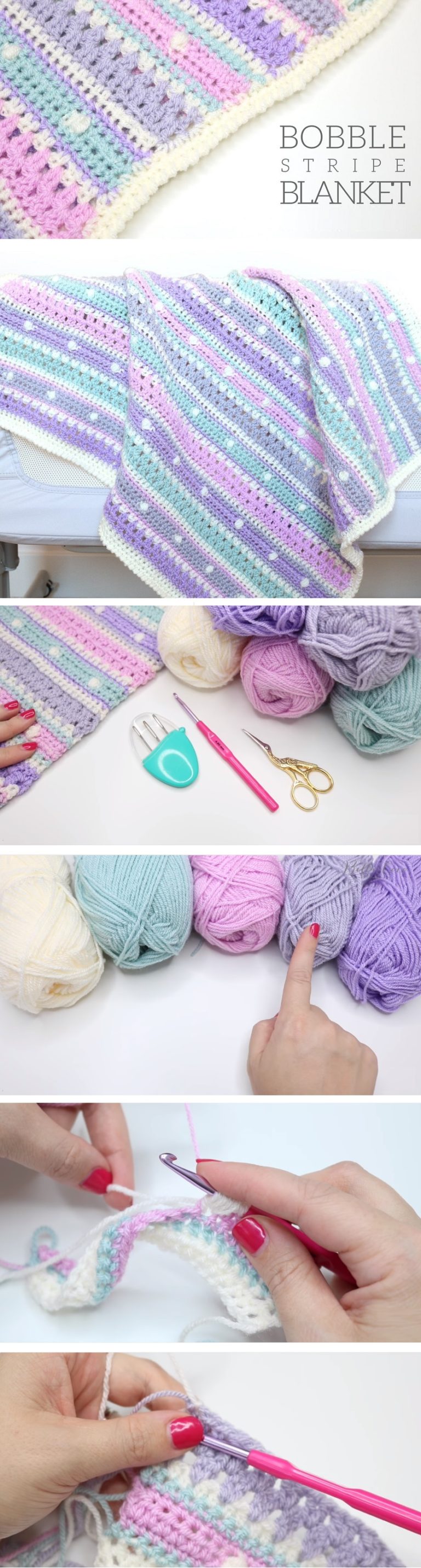 Bobble Stripe Blanket Tutorial Tutorials & More