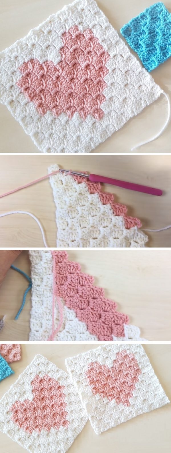 Crochet Heart In A Square Tutorials And More 5816