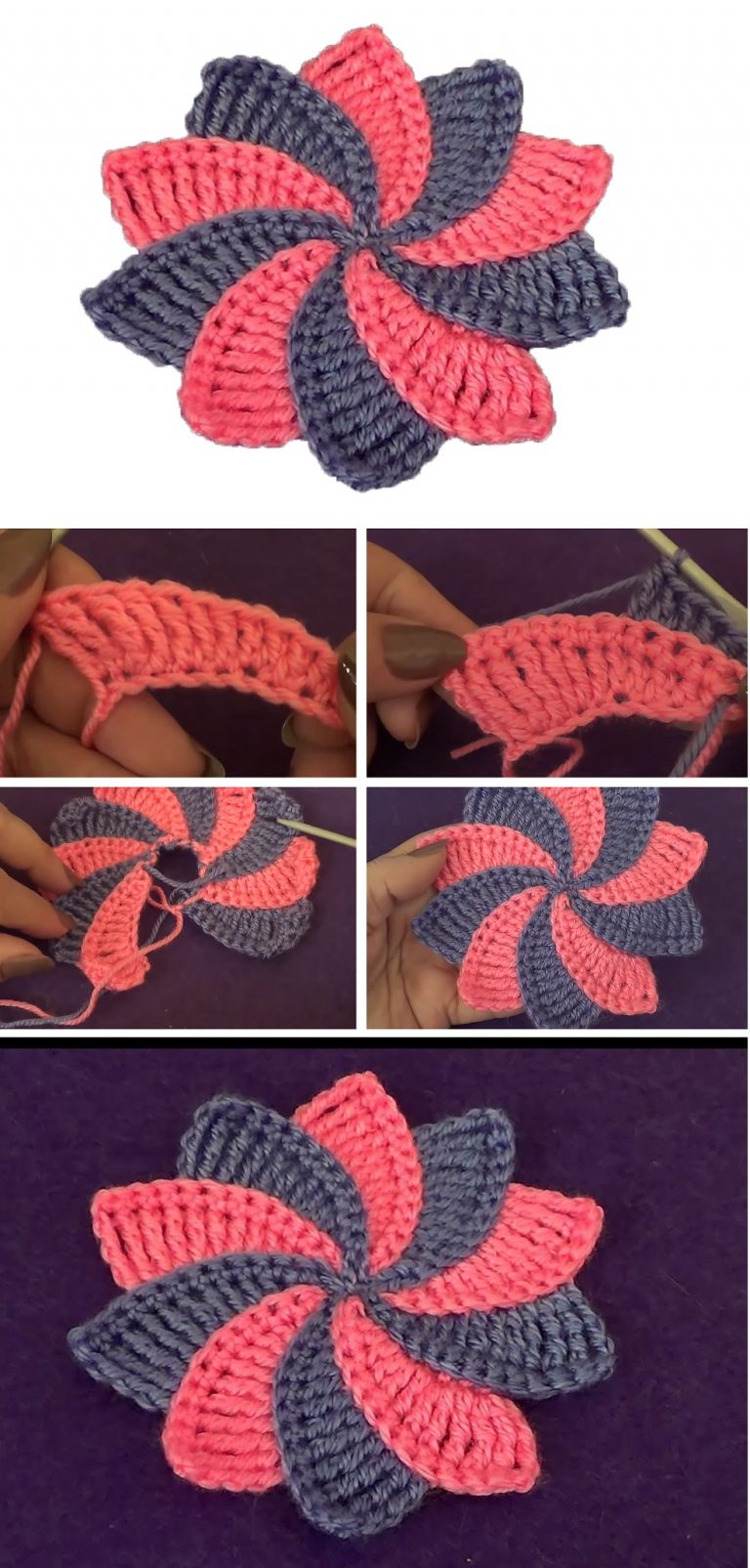 Multi Color Leaf Flower – Crochet Tutorial – Design Peak
