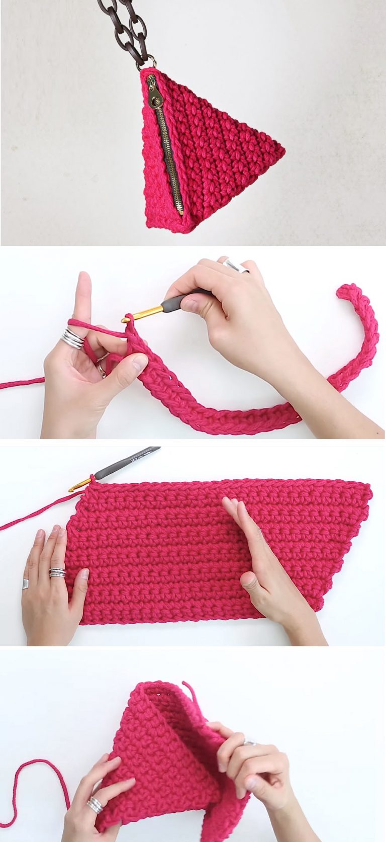 Crochet Pyramid Zipper Pouch – Tutorials & More