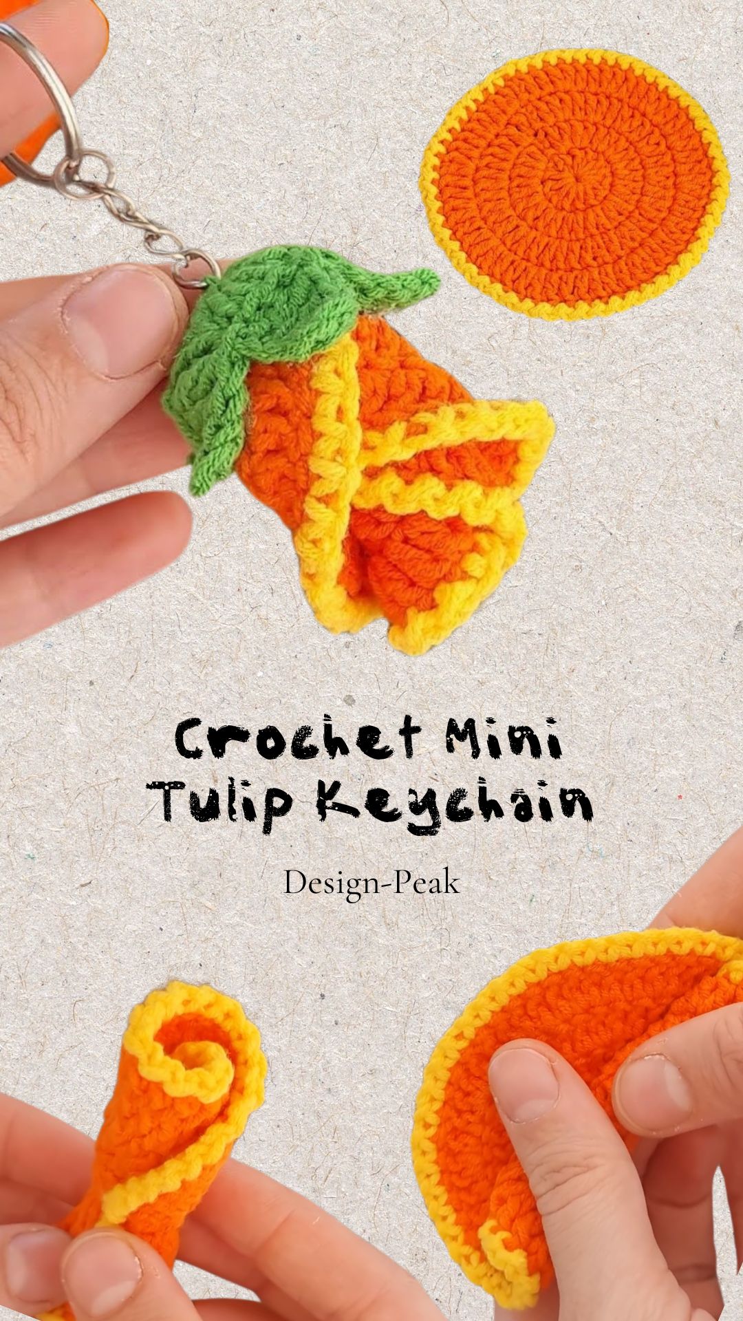 Crochet Mini Tulip Keychain